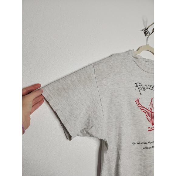 Vintage Rendezvous Wyoming AIA Western Eagle Grunge Distressed Worn - Picture 3 of 8